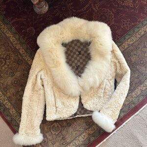 Luxurious Cream Fur-Trimmed Jacket